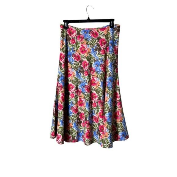 Christopher Banks Linen Floral Skirt Size 12 Artsy Spring Fairycore Whimsical - Picture 3 of 9